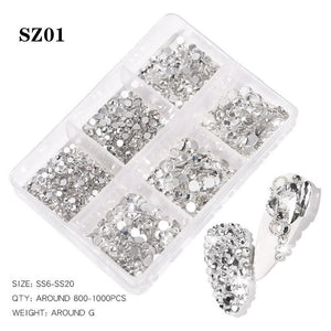 Mix Size 3D Flatback Diamond Clear - SZ01
