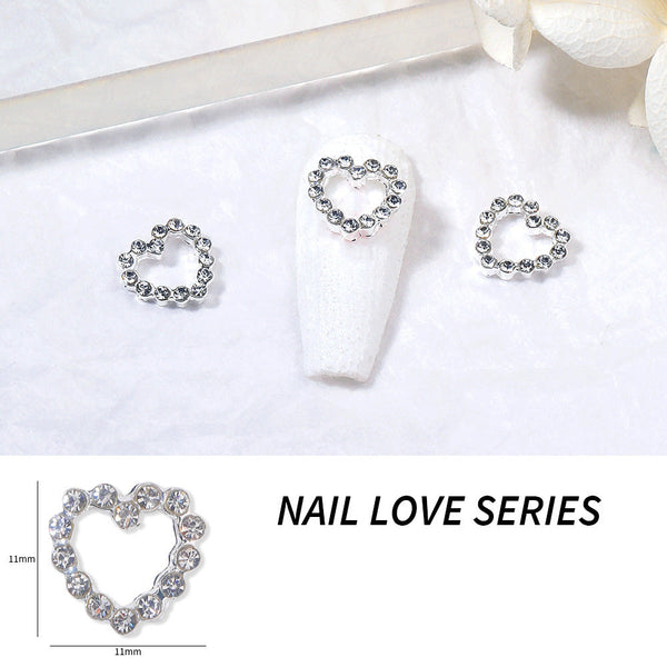 LX2 #387-388 2PCS Rhinestone Heart Charm - Clear