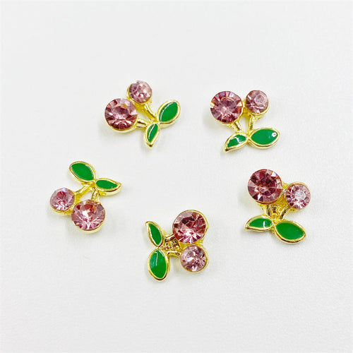 LX2 #428-430 2PCS Gold Cherry Nail Charm