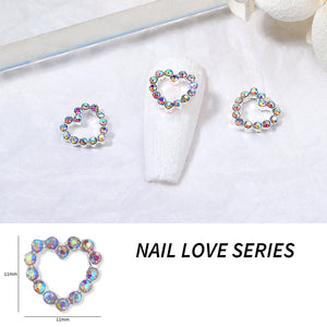 LX2 #385-386 2PCS Rhinestone Heart Charm - Aurora