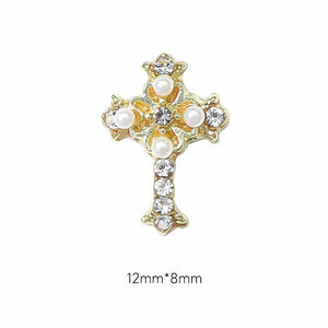 LX2 #415-416 2PCS Mini Pearl Cross Charm