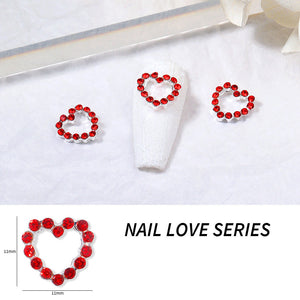 LX2 #391-392 2PCS Rhinestone Heart Charm - Red