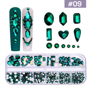 12 Grids Flatback Rhinestones RB-09 Green