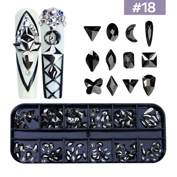 12 Grids Flatback Rhinestones RB-18 Mine Black