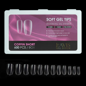 LAVIS Coffin Short - 12 Sizes Clear - Soft Gel Tips