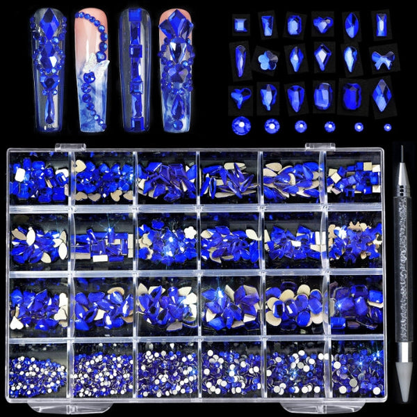 24 Grids Luxury Rhinestones Kit #04 - Sapphire (PCS)