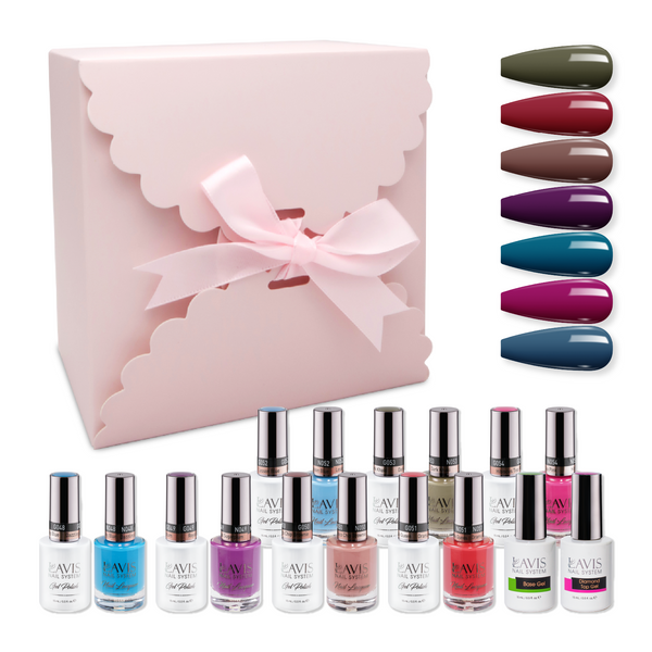 LAVIS Holiday Gift Bundle Set 20: 7 Gel & Lacquer, 1 Base Gel, 1 Top Gel - 048; 049; 050; 057; 052; 053; 054