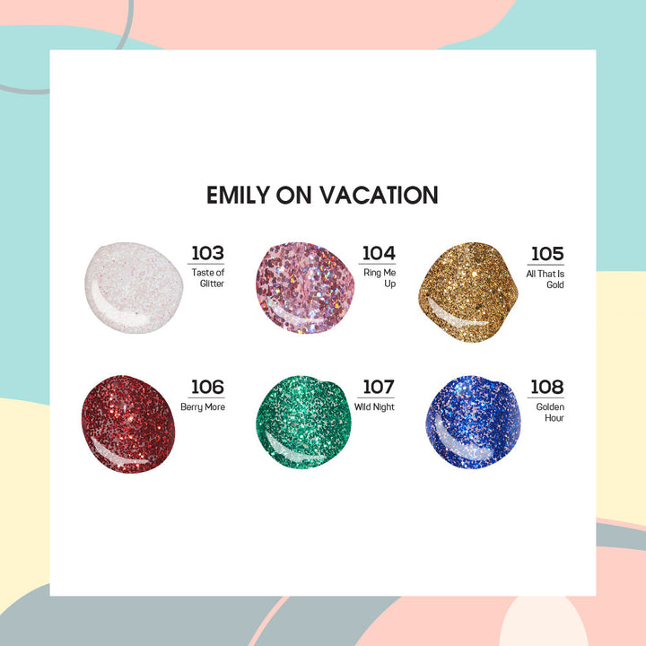  Lavis Gel Emily On Vacation Set G1 (6 colors): 103, 104, 105, 106, 107, 108