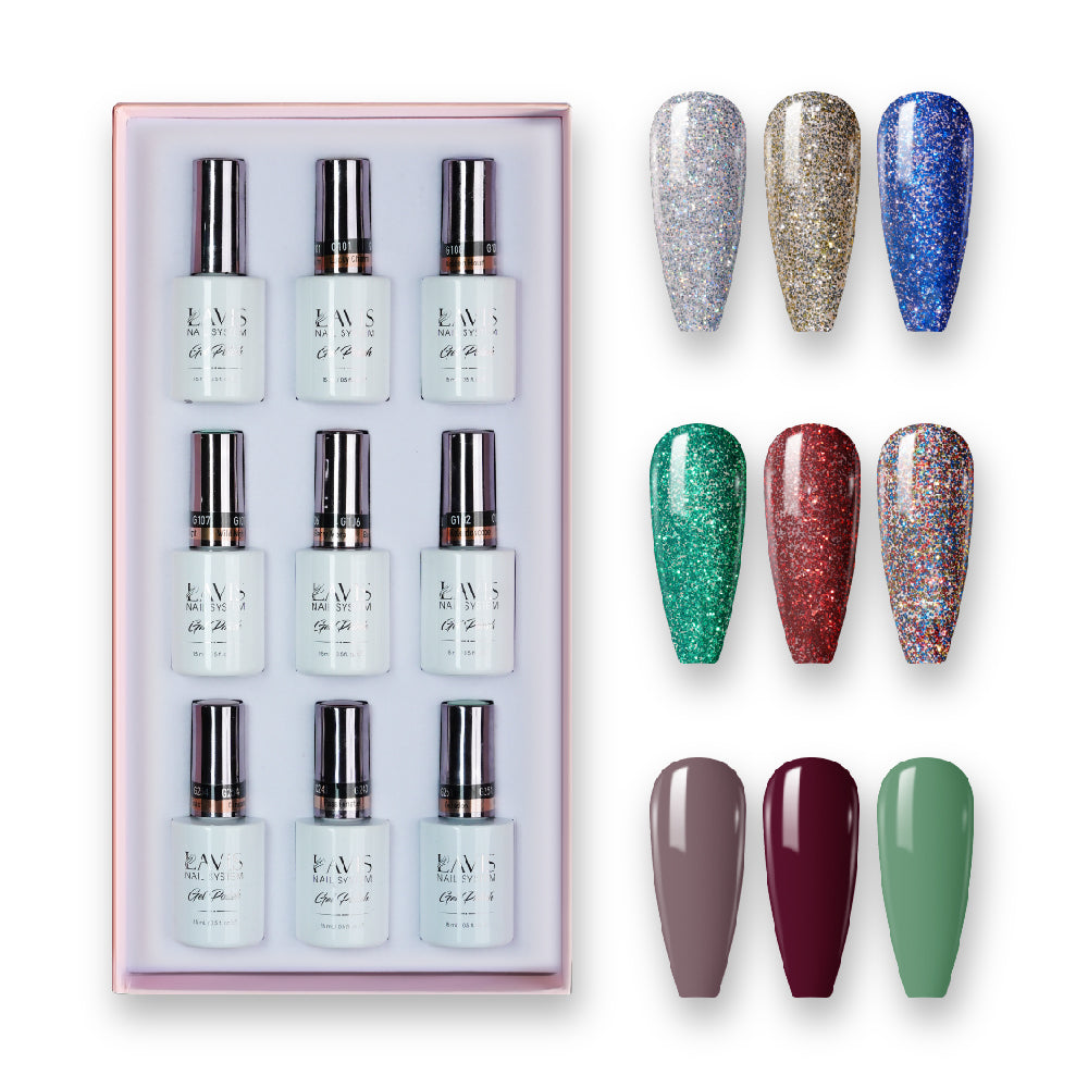 9 Lavis Holiday Gel Nail Polish Collection - TWINKLE THE GALAXY - 097; 101; 108; 107; 106; 102; 254; 243; 251