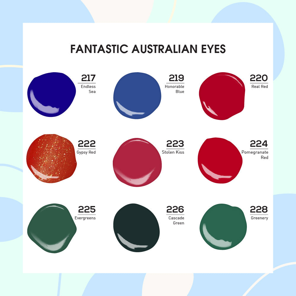  Lavis Gel Fantastic Australian Eyes Set G8 (9 colors): 217, 219, 220, 222, 223, 224, 225, 226, 228